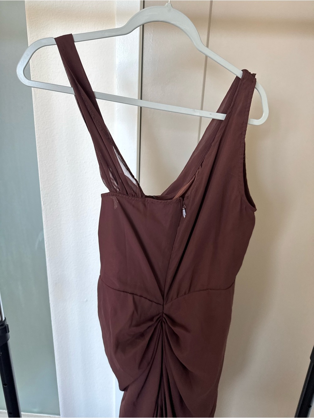 NWT PrettyLittleThing Chocolate Chiffon Draped Midi Dress 10 - Picture 10 of 10
